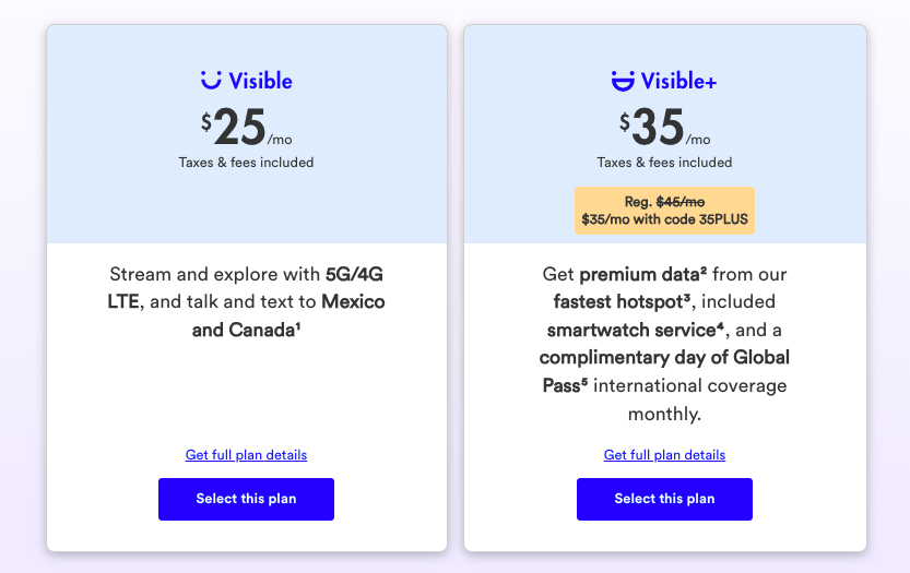 Visible好用嗎? 美國虛擬網路電信Visible 及 Visible+ 的方案比較表！