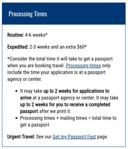 根據美國國務院官網的公告，辦理嬰兒護照的建議等待時間為 4～6 週(一般件處理，非加價加急)。但這次幫寶寶申請美國護照的經驗非常順利：從線上預約到收到實體護照，只花了 3 週(共 21 天)！
